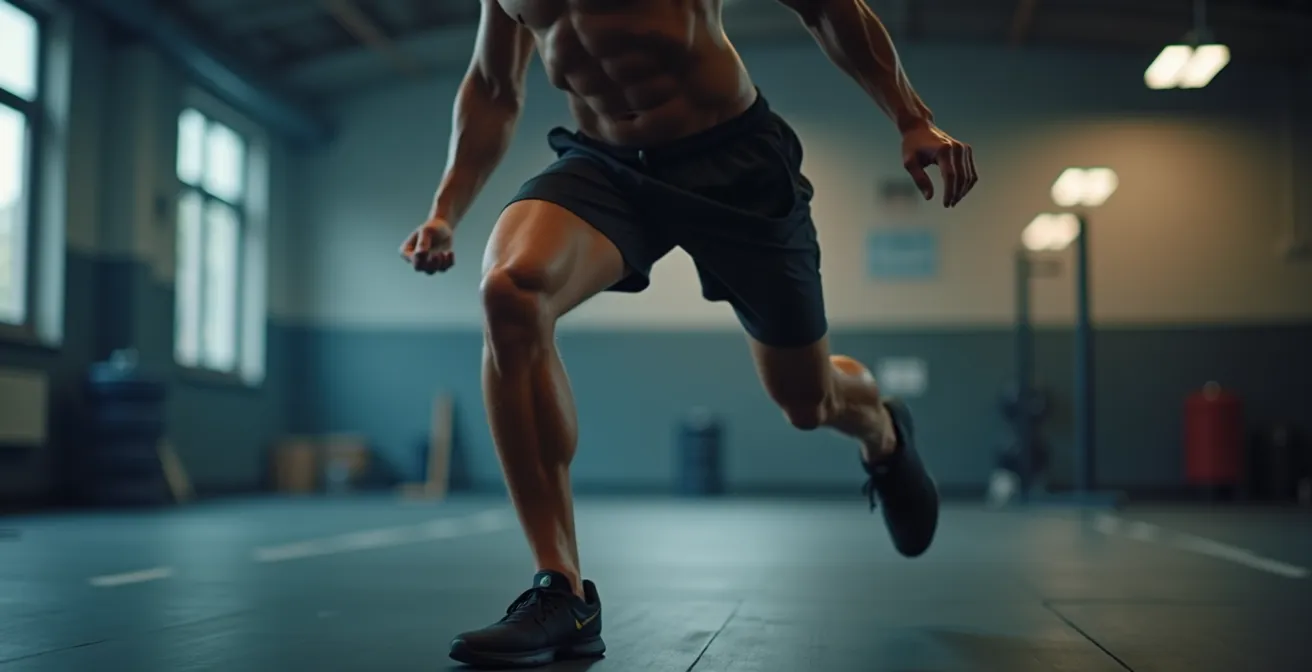 Conceptual image showing athlete performing a controlled knee pivot movement